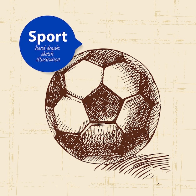 Ручной рисунок спортивного объекта Эскиз футбольной векторной иллюстрации
