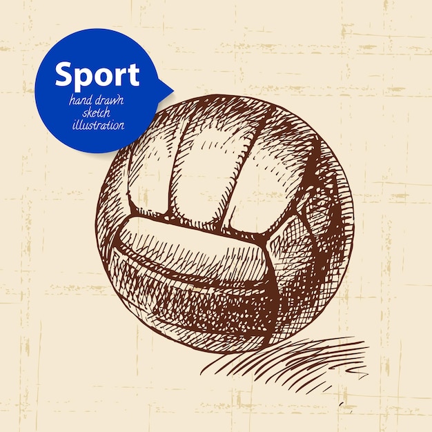 Ручной рисунок спортивного объекта эскиз векторной иллюстрации волейбола