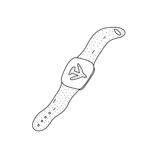 Icona dell'orologio sportivo disegnato a mano in stile doodle elemento sportivo digitale illustrazione carina