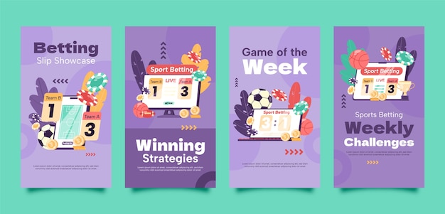 Vector hand drawn sports betting instagram template