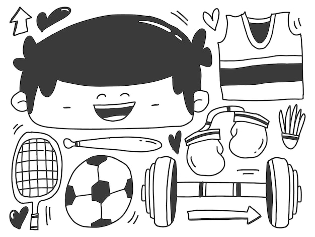 Vector hand drawn sports doodle cartoon design