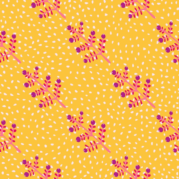 Hand drawn a sprig with berries seamless pattern branch with leaves and berry wallpaper