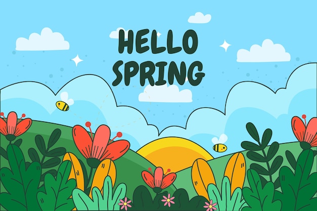 Vector hand drawn spring background