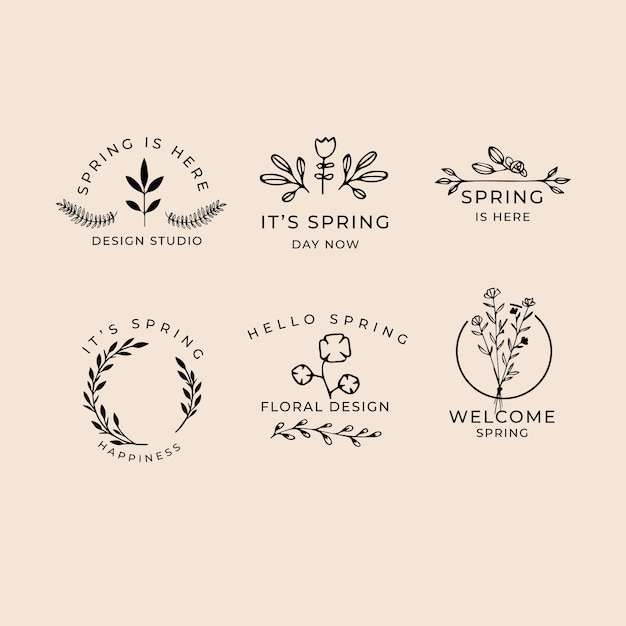 hand drawn spring badge collection
