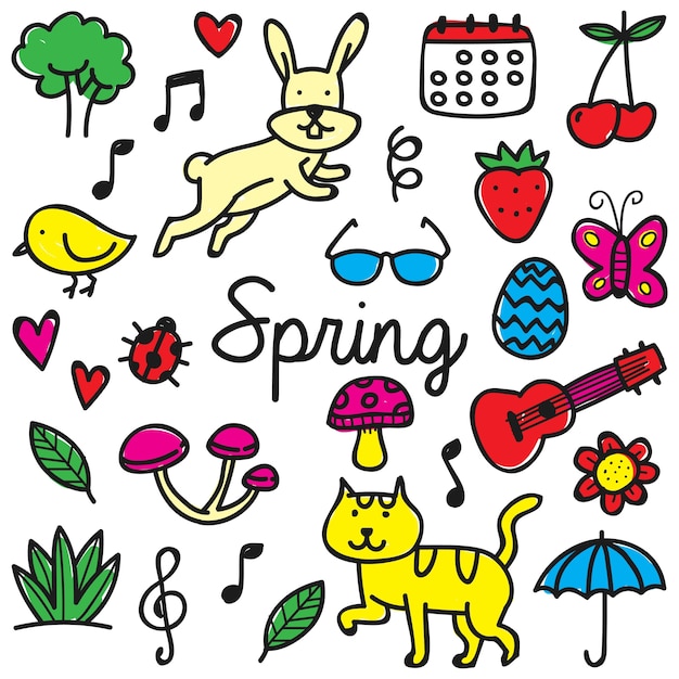 Hand drawn spring element/ icon in doodle style