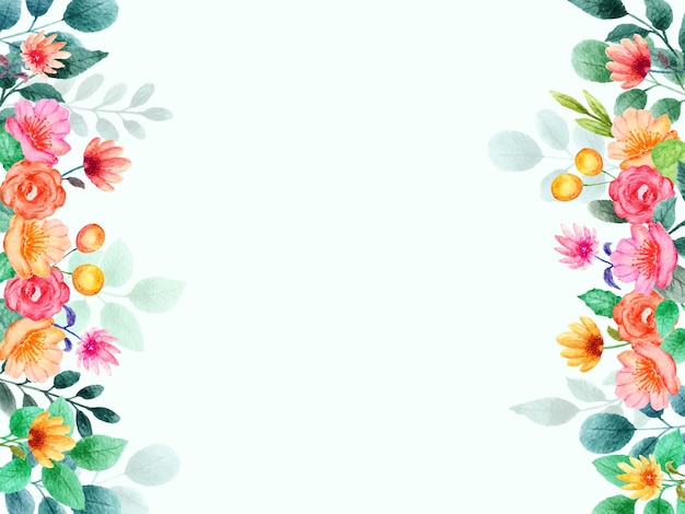 Hand drawn spring floral frame background