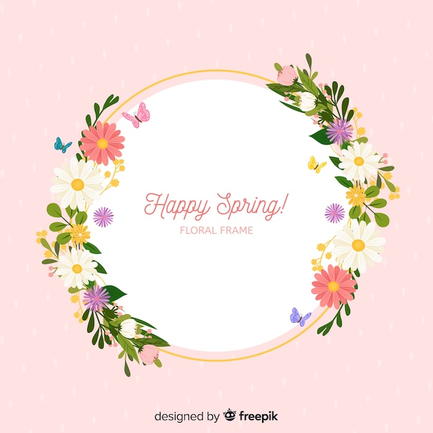 Vector hand drawn spring floral frame