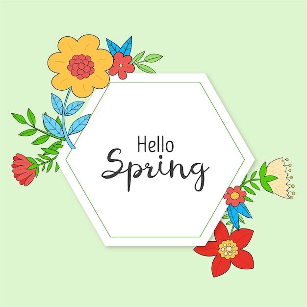 Hand drawn spring floral frame