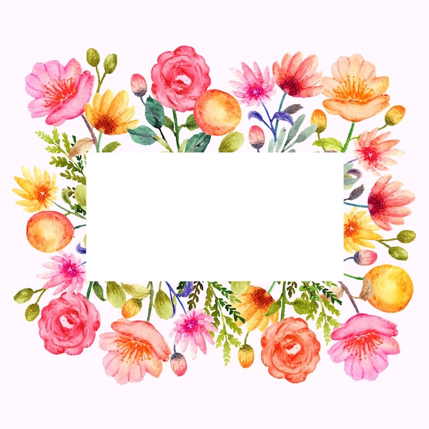 Hand drawn spring floral frame