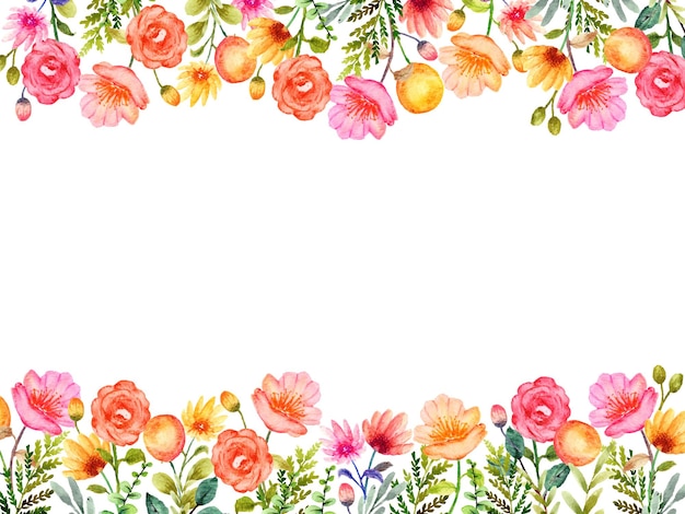 Hand drawn spring floral frame