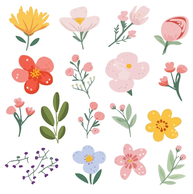 ベクトル 手描きの春の花イラスト