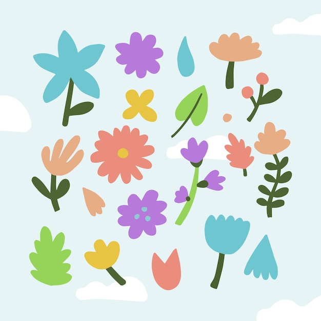 Vector hand drawn spring flowers