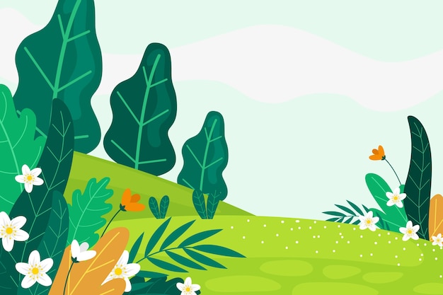 Vector hand drawn spring landscape