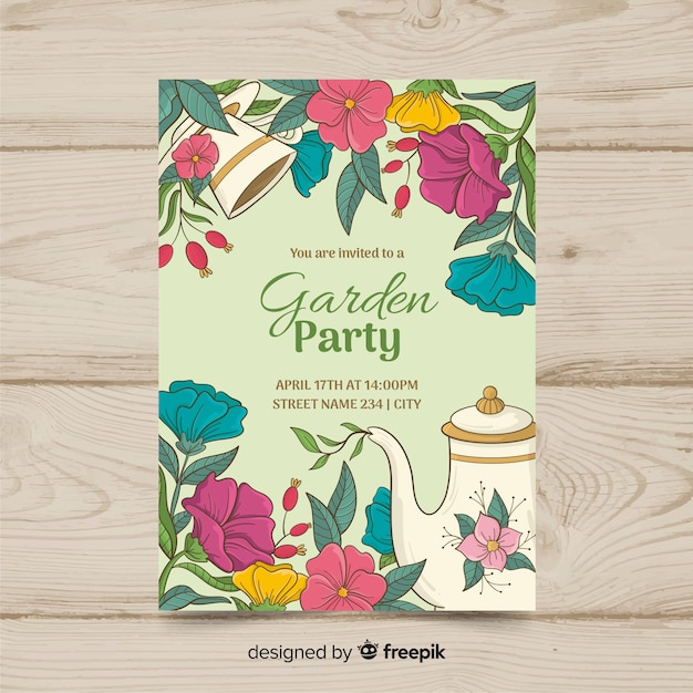 Vector hand drawn spring party poster template