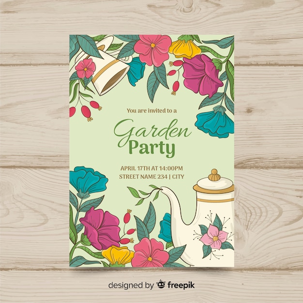 Hand drawn spring party poster template