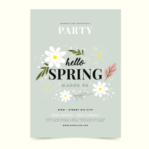 Hand drawn spring party poster template