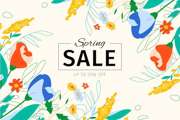 Vector hand drawn spring sale promo