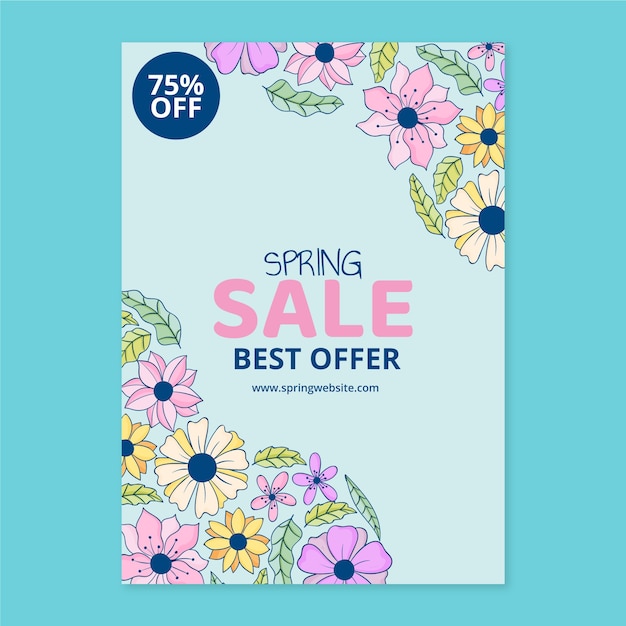 Hand drawn spring vertical poster template