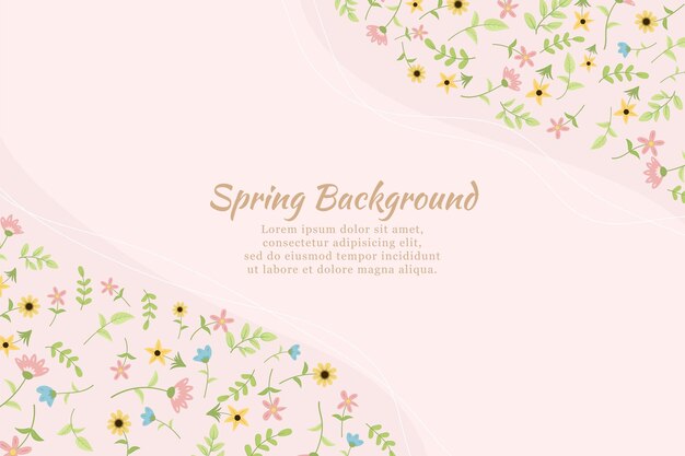 Vector hand drawn spring wildflower background