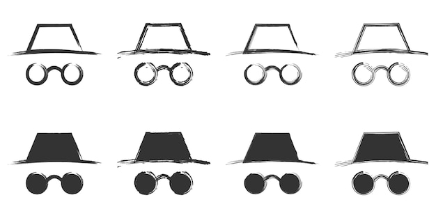 Vector hand drawn spy icon set vector illustration