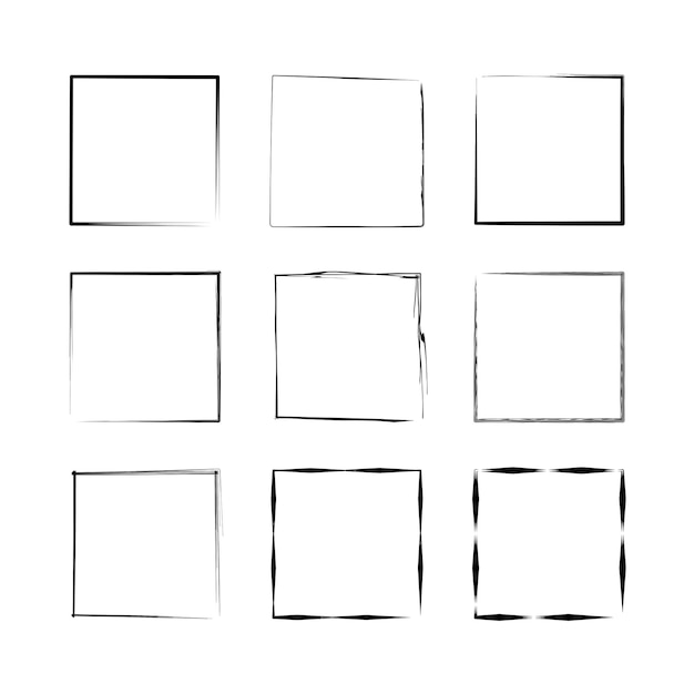 Hand Drawn Square Borders Vector