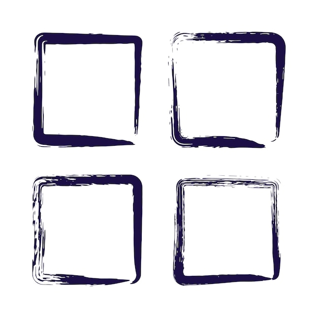 Vector hand drawn square frames for text texture dry brush set