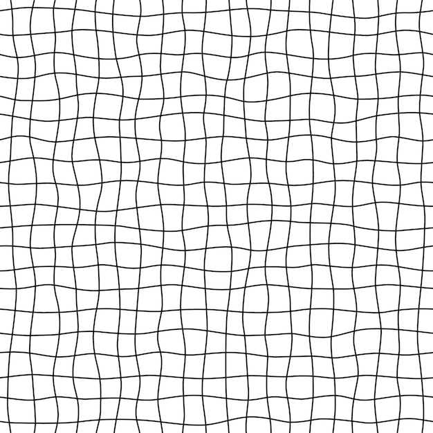 Вектор Нарисованная вручную квадратная сетка бесшовный узор нарисованные от руки нерегулярные проверки фон пересекающихся линий волны каракули текстура листа студенческой тетради бесшовный геометрический векторный рисунок векторная иллюстрация
