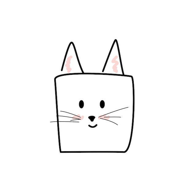 벡터 손으로 그려진 사각형 고양이 초상화 터 일러스트레이션