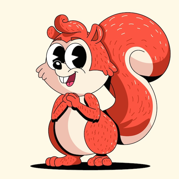 Hand drawn squirrel cartoon illustration