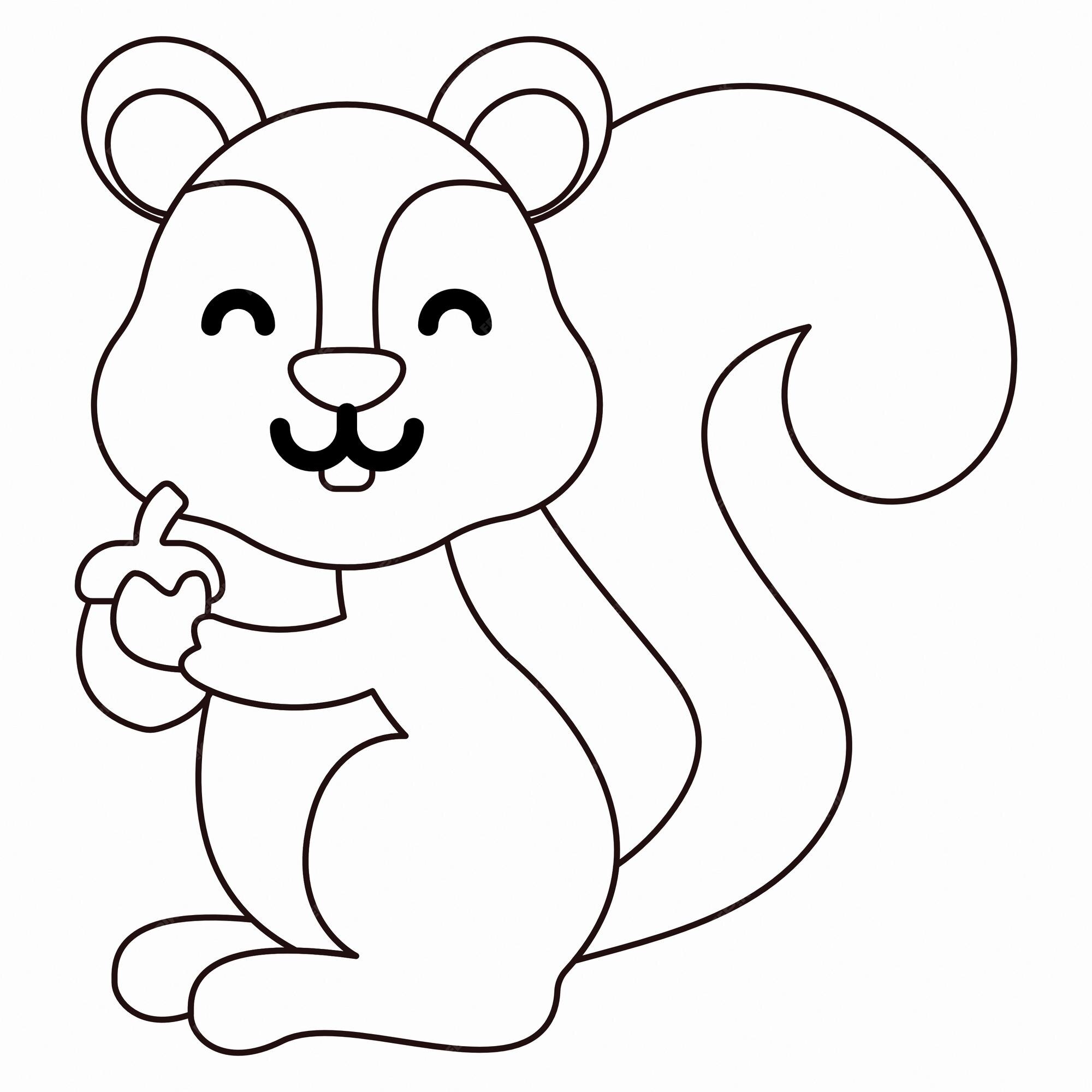 Premium Vector | Hand drawn squirrel in doodle style sketch. line art and  color. kids education