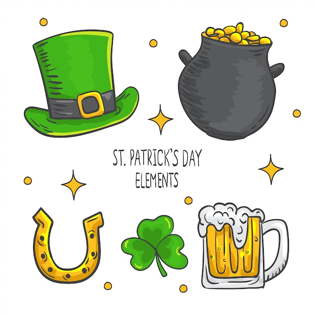 Hand drawn st. patrick's day elements collection