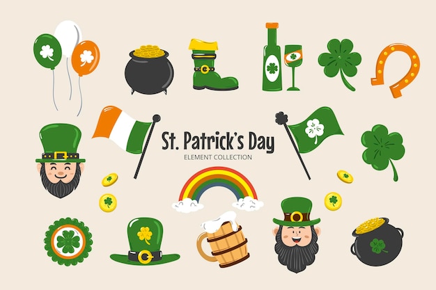 Hand drawn st. patrick's day icon collection