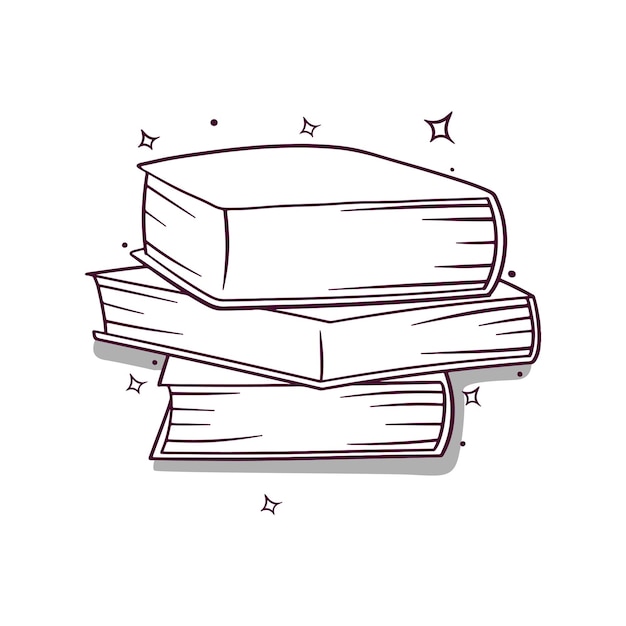 Hand drawn stack of books vector illustration