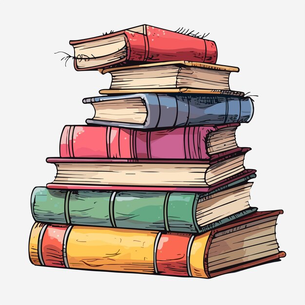 Vector hand drawn stack of books