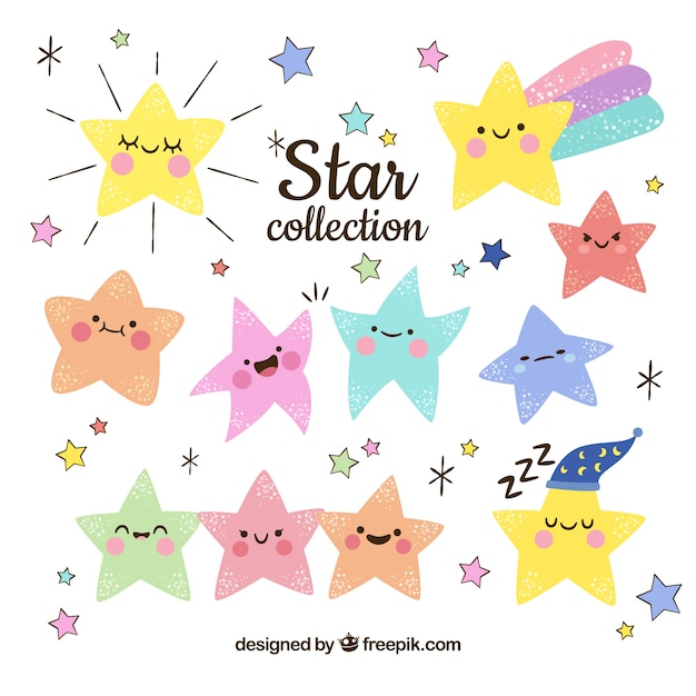 Vector hand drawn star collection