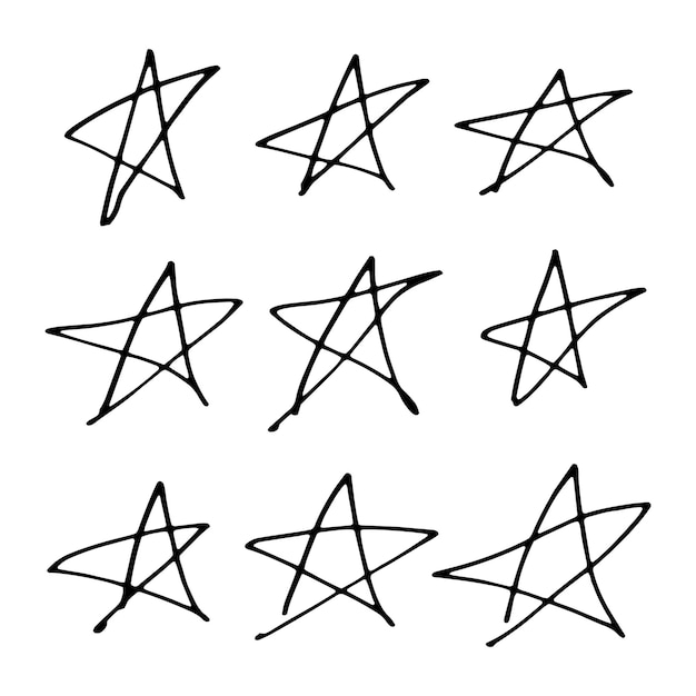 Vector hand drawn star doodle design graphic elements