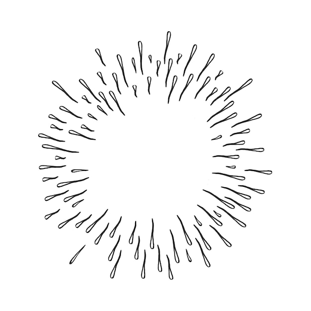 白い背景に隔離された手描きのスターバースト・ドゥードル爆発ベクトルイラスト