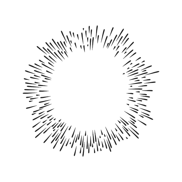 白い背景に隔離された手描きのスターバースト・ドゥードル爆発ベクトルイラスト