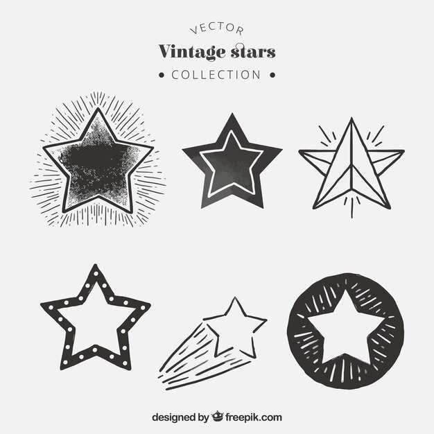Vector hand drawn stars collection