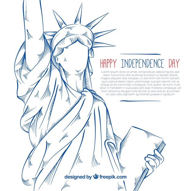 Vector hand-drawn statue of liberty background