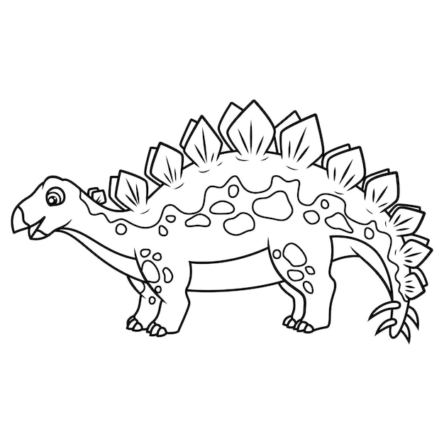 Hand drawn of stegosaurus line art