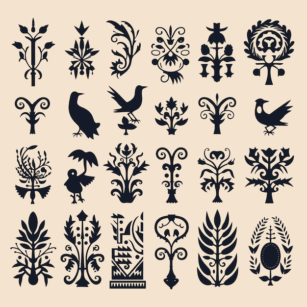 Hand drawn stencil element collection