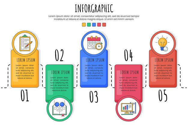 손으로 그린 단계별 그림 Infographic