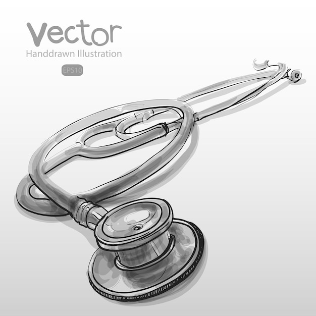 Vector hand drawn stethoscope