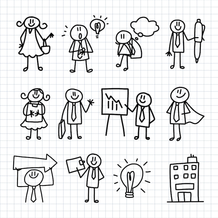 Vector hand drawn stickman collection