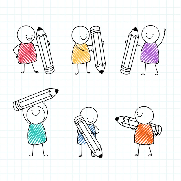 Vector hand drawn stickman set