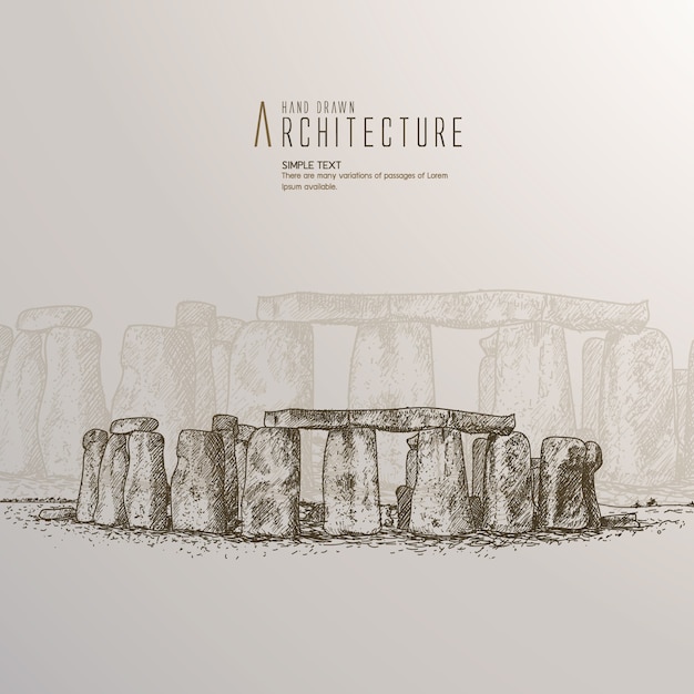 Vector hand drawn stonehenge against white background.