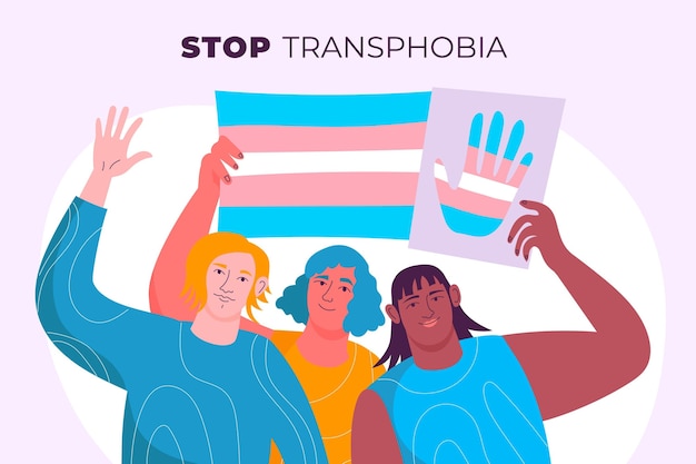 Vector hand drawn stop transphobia concept