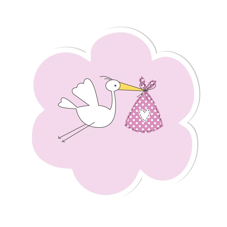 Hand drawn stork on the Sky Cloud background