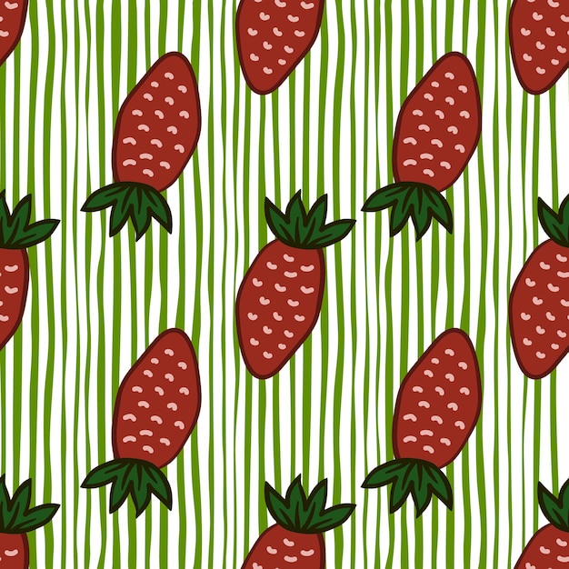 손으로 그린 딸기 벽지 낙서 딸기 원활한 패턴 과일 배경